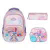SYG Kız Çocuk Kabartma Figürlü ve Pullu 3'lü Takım İlkokul Sırt Çantası Beslenme ve Kalemlik SYG1370 tavşan
